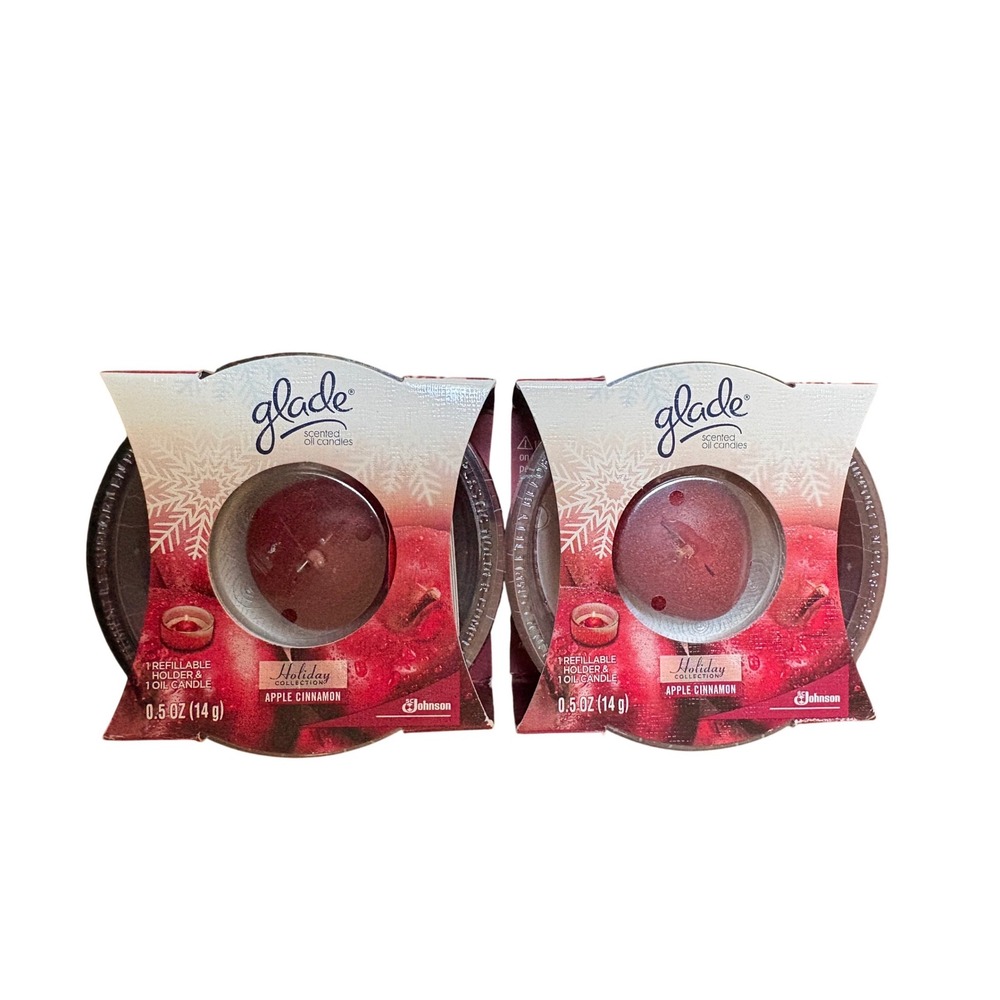 2‎ Glade Winter Collection Apple Cinnamon Scented Oil Candles NEW Discontinued
